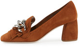 Thumbnail for your product : Miu Miu Suede Kiltie 65mm Loafer Pump, Palissandro