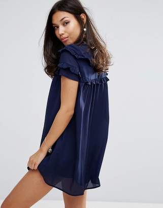 Fashion Union High Neck Dress With Double Frill