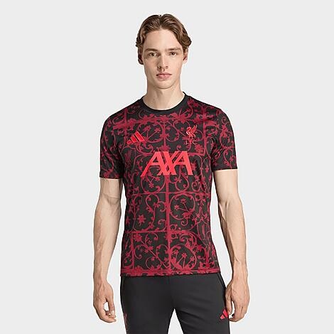 adidas Men's Liverpool 25-26 Pre-Match Soccer Jersey in Black/Pure Ruby | Size: Medium