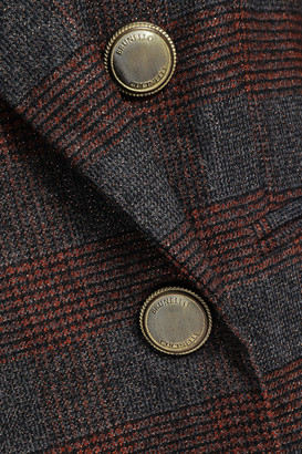 Brunello Cucinelli Double-breasted Metallic Prince Of Wales Checked Wool-blend Blazer