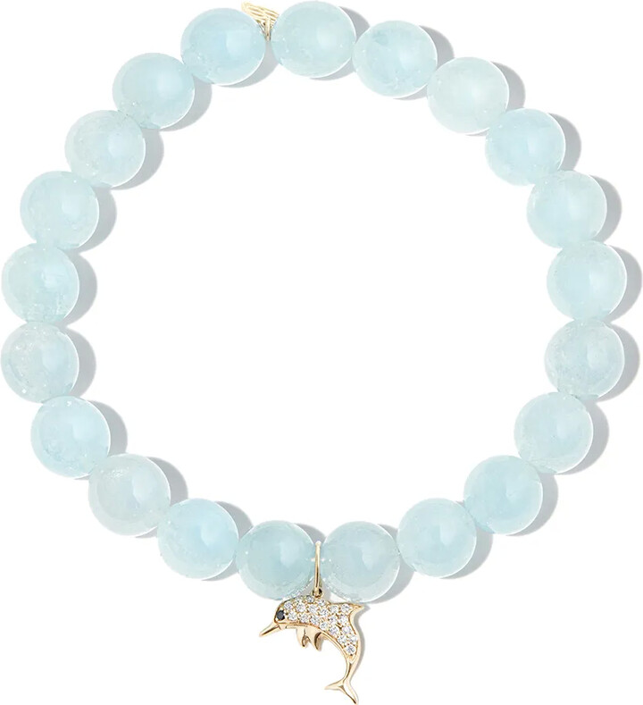 Sydney Evan 14kt Yellow Gold Aquamarine And Diamond Charm Bracelet