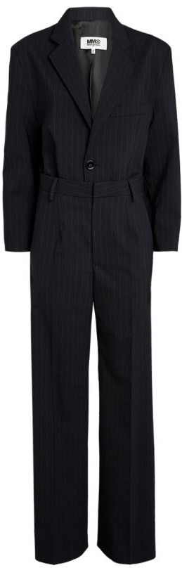 wild honey pinstripe flared dungaree jumpsuit