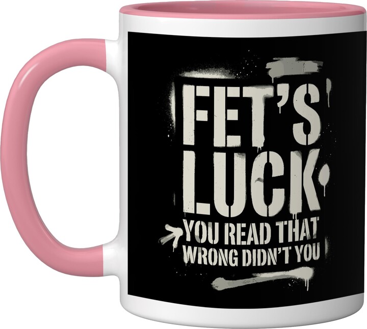 Funny Optical Illusion Sarcastic Fet's Luck Prank Humor Ceramic Mug, Pink/White