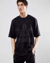 Thumbnail for your product : adidas Adicolor Velour T-Shirt In Oversized Fit In Black Cy3548