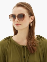 Thumbnail for your product : Linda Farrow Round Acetate Sunglasses - Brown