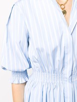 Thumbnail for your product : MSGM Ruched Waist Striped Shirt Dress