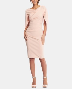 betsy & adam metallic capelet sheath dress