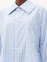 Thumbnail for your product : COMME DES GARÇONS GIRL Ruffled-hem Gingham Cotton Shirt - Blue White