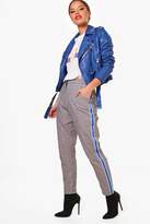 Thumbnail for your product : boohoo Petite Sports Tape Checked Woven Trouser