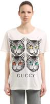 Gucci T-Shirt En Jersey De Coton Imprimé Chats