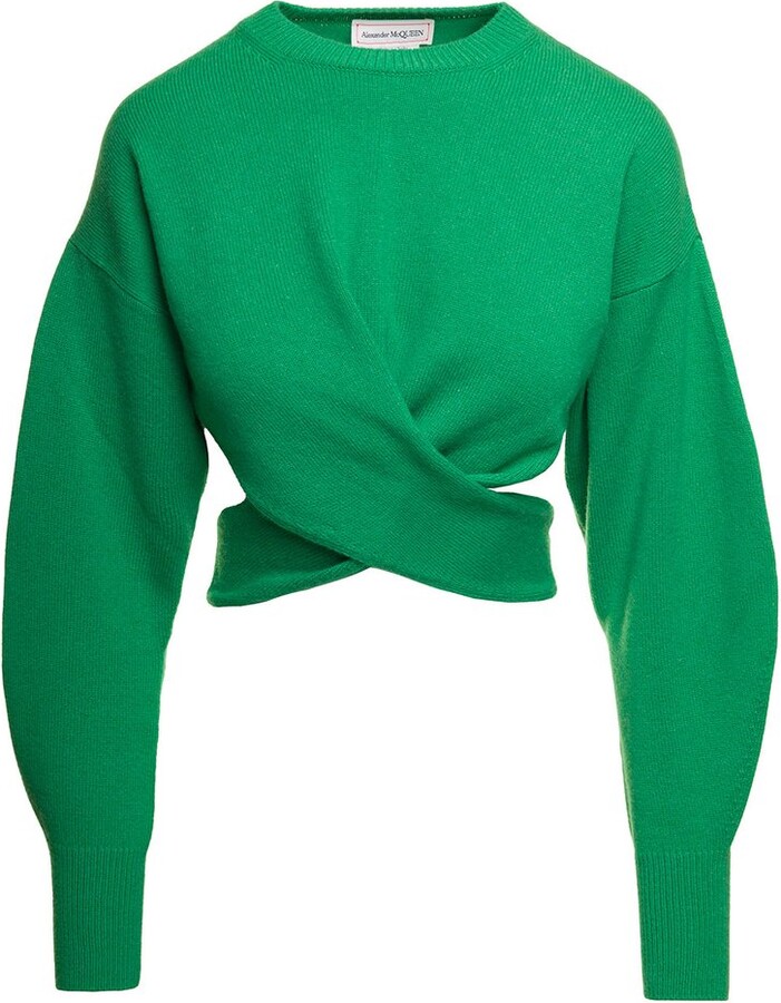 Green Cropped Sweater | ShopStyle