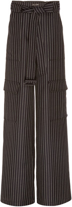 Oscar de la Renta Striped Wool-Blend Cargo Pants