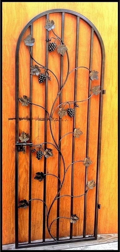 Etsy Charlotte Grapevine Iron Wine Cellar Door - Handcrafted in The USA Custom Built By Hand Garden Gate 24, 30, 32, 36\