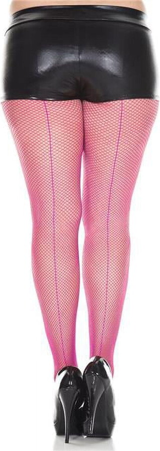 Music Legs Women’s 920Q-FUCHSIA Plus Size Backseam Fishnet Pantyhose, Fuchsia