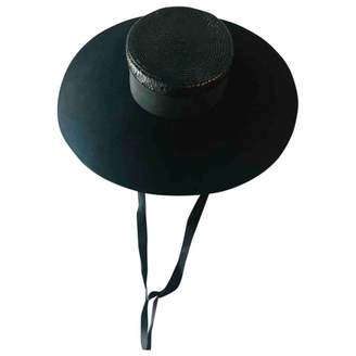 black wicker hat