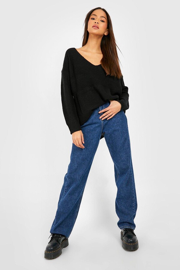 oversized black v neck sweater