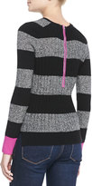 Thumbnail for your product : Autumn Cashmere Zip-Back Striped Cashmere Contrast Sweater