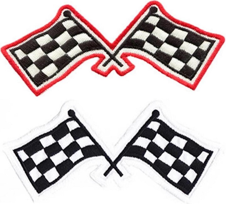 Etsy Vintage Style Black Red Checkered Flag Racing Patch Badge Skater Punk Biker 11cm - 4.3 Inch Iron On Or Hook Back