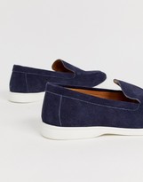 Thumbnail for your product : Kg Kurt Geiger KG by Kurt Geiger wide fit slip on shoe in navy suede with white sole