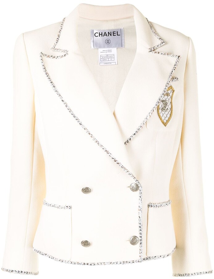 Chanel Pre Owned 1995 Contrast Trimming Cropped Jacket - ShopStyle