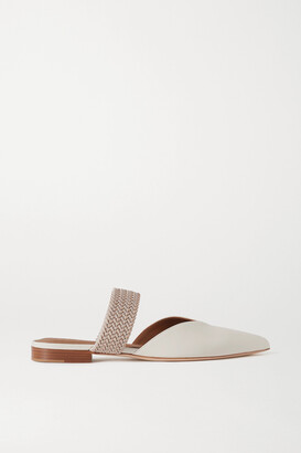 Malone Souliers Maisie Cord-trimmed Leather Mules - Cream