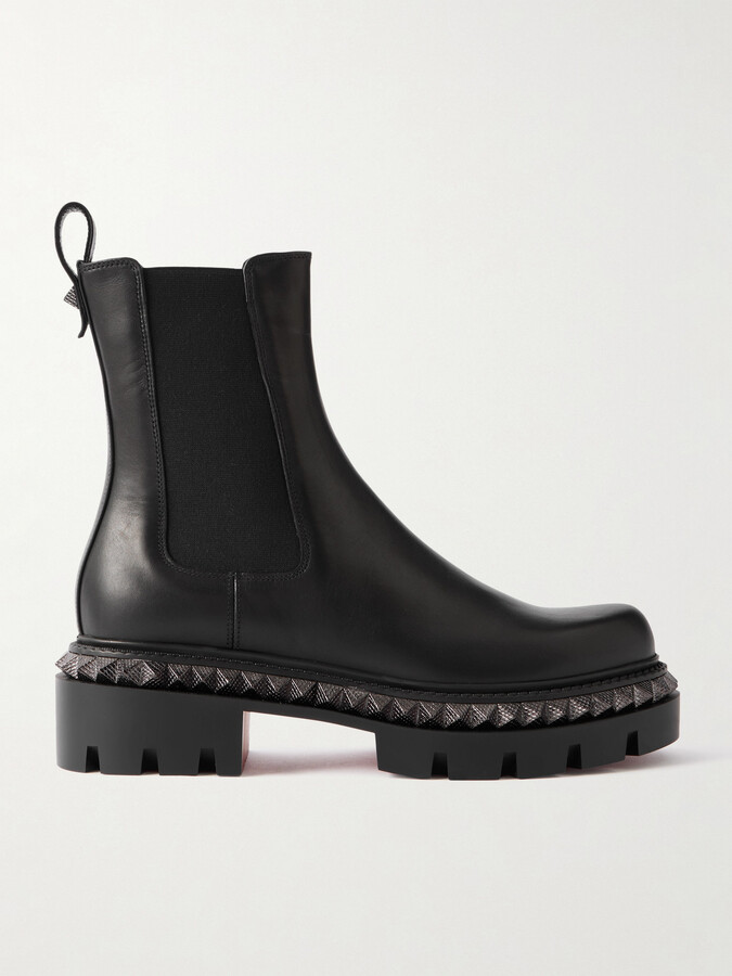 Christian Louboutin - St Emilia Pyraclou Studded Leather Chelsea Boots - Black