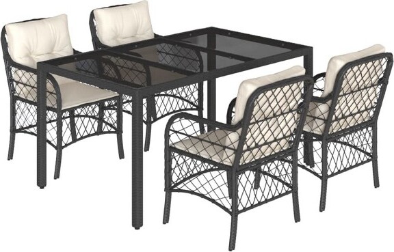 VidaXL vidaXLGardenDiningSetBlackPERattan5PieceSetRemovableCovers