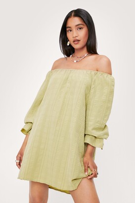Nasty Gal Womens Textured Off the Shoulder Mini Smock Dress