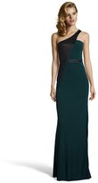 Thumbnail for your product : ABS by Allen Schwartz forest green and black knit asymmetrical one-shoulder gown