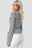 Thumbnail for your product : Na Kd Trend Tied Waist Striped Shirt Blue/White