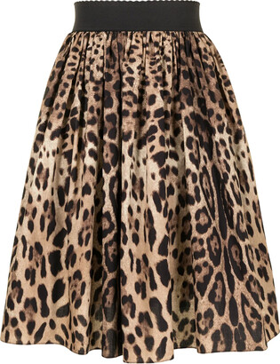 dolce gabbana leopard midi skirt
