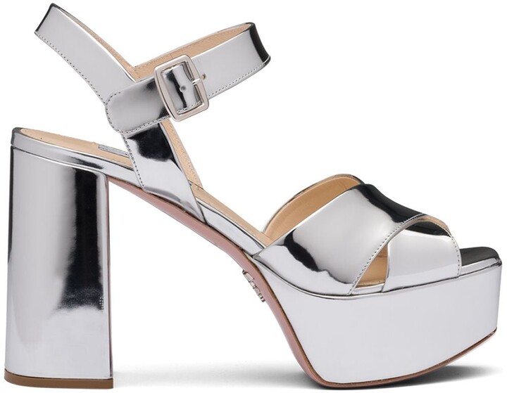 prada silver platform sandals