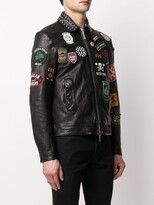 Thumbnail for your product : DSQUARED2 Logo Patchwork Leather Jacket