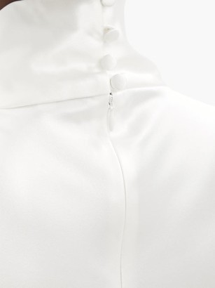 Galvan St Germain High-neck Satin Midi Dress - White