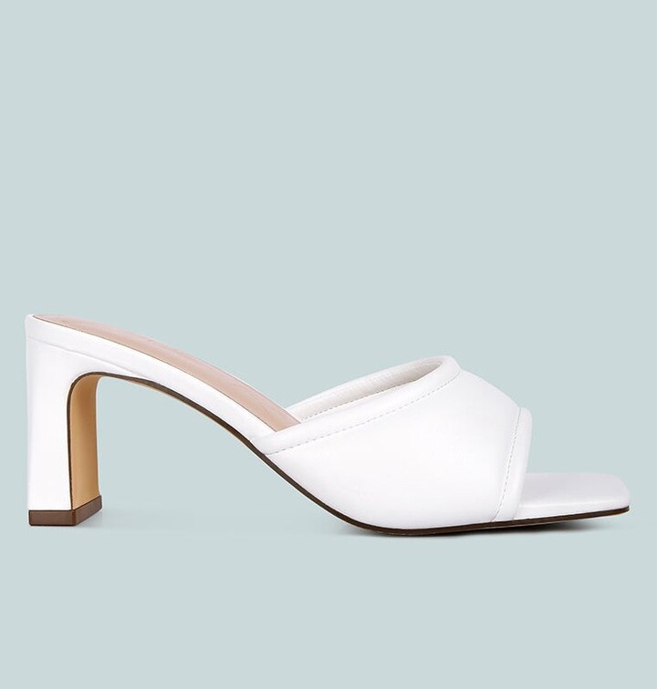 London Rag Celine Quilted Block Heeled Sandals - White - ShopStyle