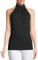 Michael Kors Collection Lace Halter-Neck Stretch-Matte Jersey Top