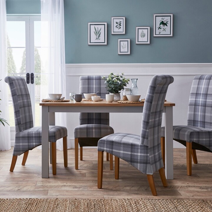 Dunelm Bromley Rectangular Dining Table with 4 Chester Chairs, Grey