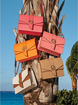 Michael Kors Greenwich Small Color-Block Logo and Saffiano Leather Crossbody  Bag - Vanilla/Acorn • Price »