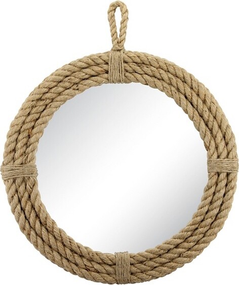 CKK Home Decor 16.5 Round Decorative Rope Wall Mirror with Loop Hanger Tan  - Stonebriar Collection - ShopStyle