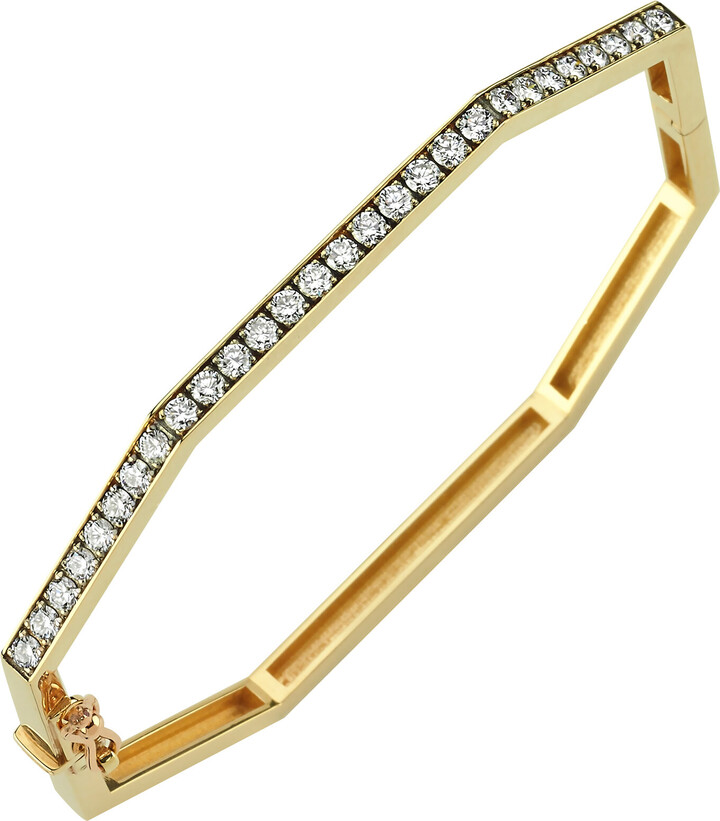 CHARMS COMPANY Geometric 14K Yellow Gold Diamond Bangle