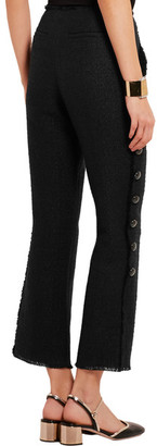 Proenza Schouler Cropped Frayed Tweed Flared Pants