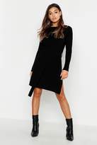 Thumbnail for your product : boohoo Belted Split Side Knitted Midi Dress