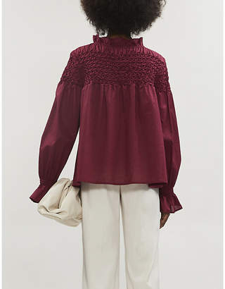 Merlette New York Majorelle long-sleeved cotton-poplin blouse