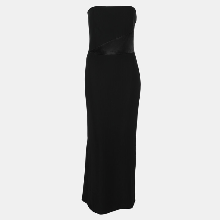 Emporio Armani Black Creep Strapless Maxi Dress S