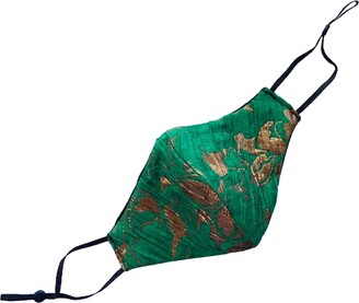 Quillattire - Green Floral Jacquard Face Mask