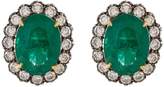 Thumbnail for your product : Aishwarya Diamond emerald gold alloy scalloped stud earrings