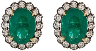 Aishwarya Diamond emerald gold alloy scalloped stud earrings