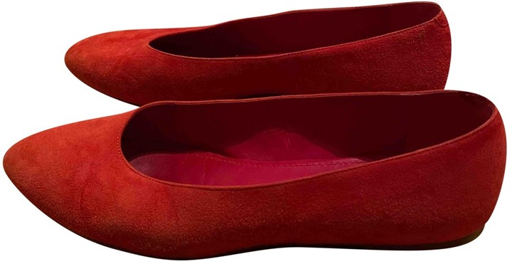 red suede ballet flats