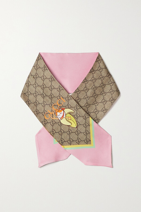 Pink Gucci Bee Silk Scarf Silk Scarf Gucci Multicolour In Silk
