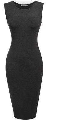 Meaneor Women's Classic Slim Fit Sleeveless Midi Pencil Business Bodycon Dress XXL